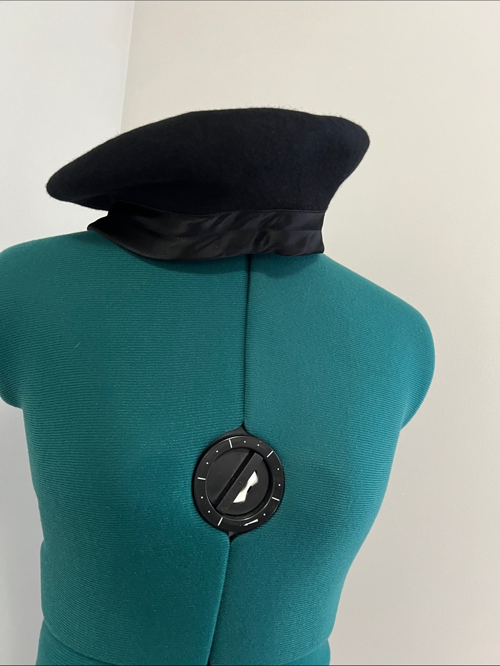 Grace Eleyae Black Wool Beret with Satin Band